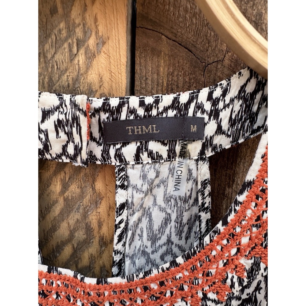 THML Maxi Dress Womans M Boho Embroidered Beach Farmers Market Coastal Vibes - Picture 2 of 13
